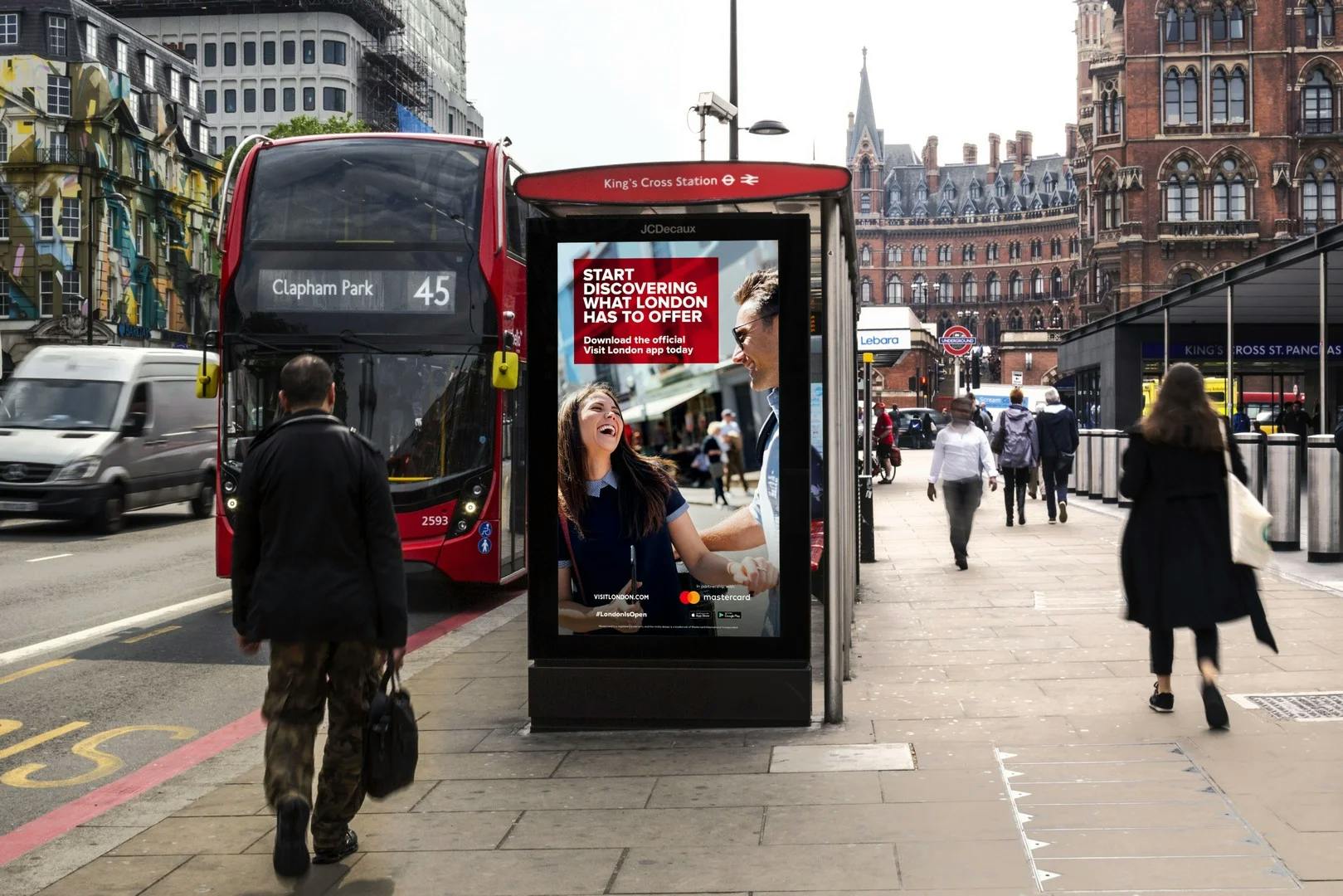 London & partners out of home ad on bus shelter